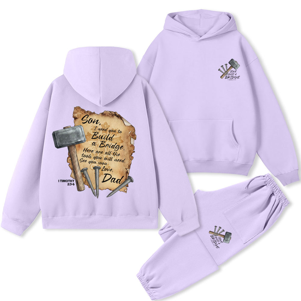 Love Built A Bridge Christian Premium Fleece Hoodie Set