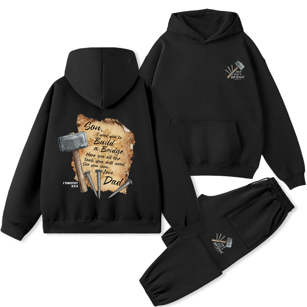 Love Built A Bridge Christian Premium Fleece Hoodie Set