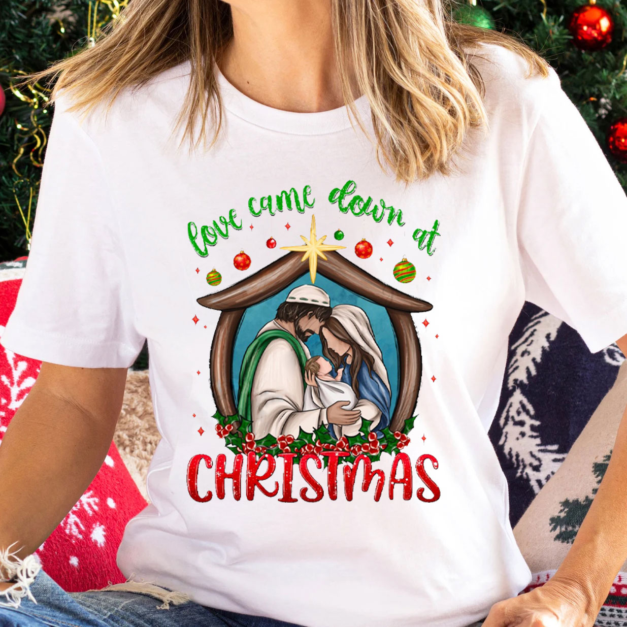 Love Came Down At Christmas Christian T-Shirt