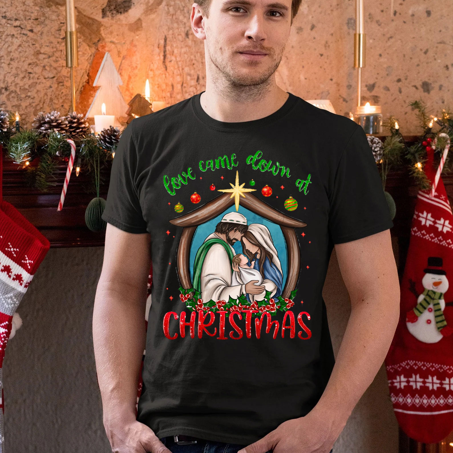Love Came Down At Christmas Christian T-Shirt
