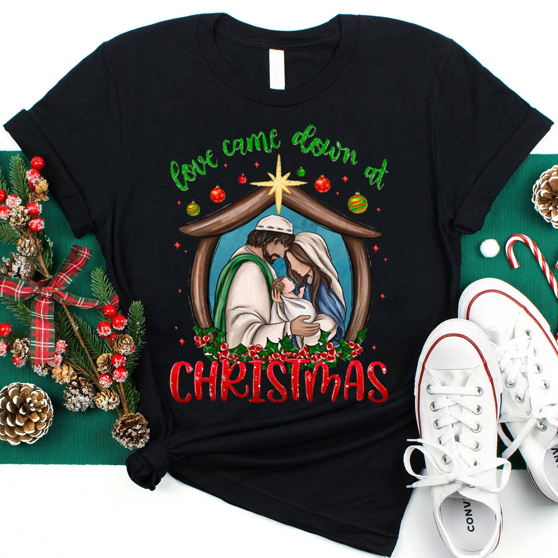 Love Came Down At Christmas Christian T-Shirt