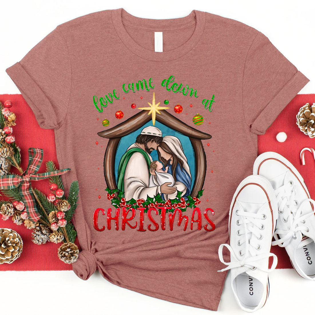 Love Came Down At Christmas Christian T-Shirt