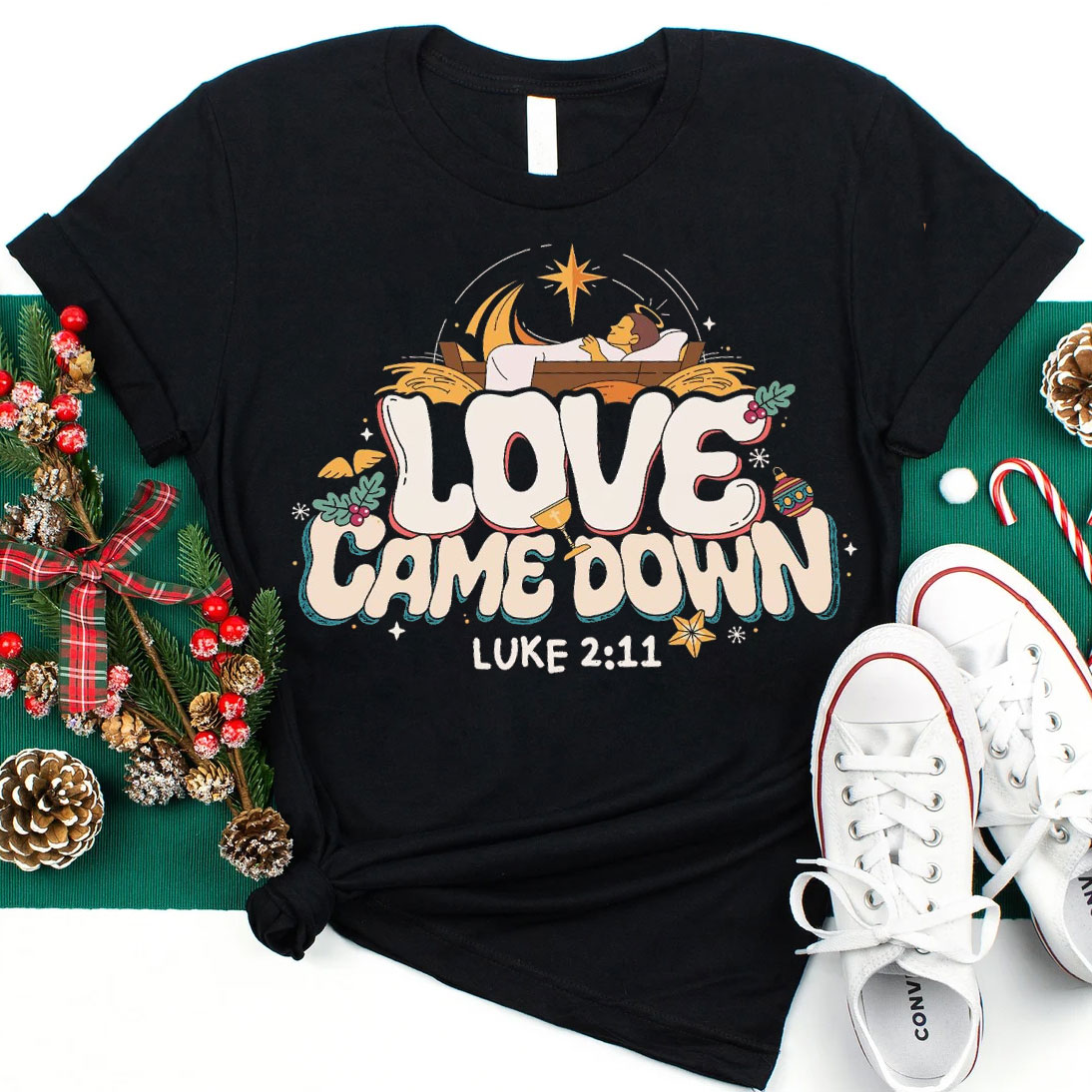 Love Came Down Christmas Christian T-Shirt