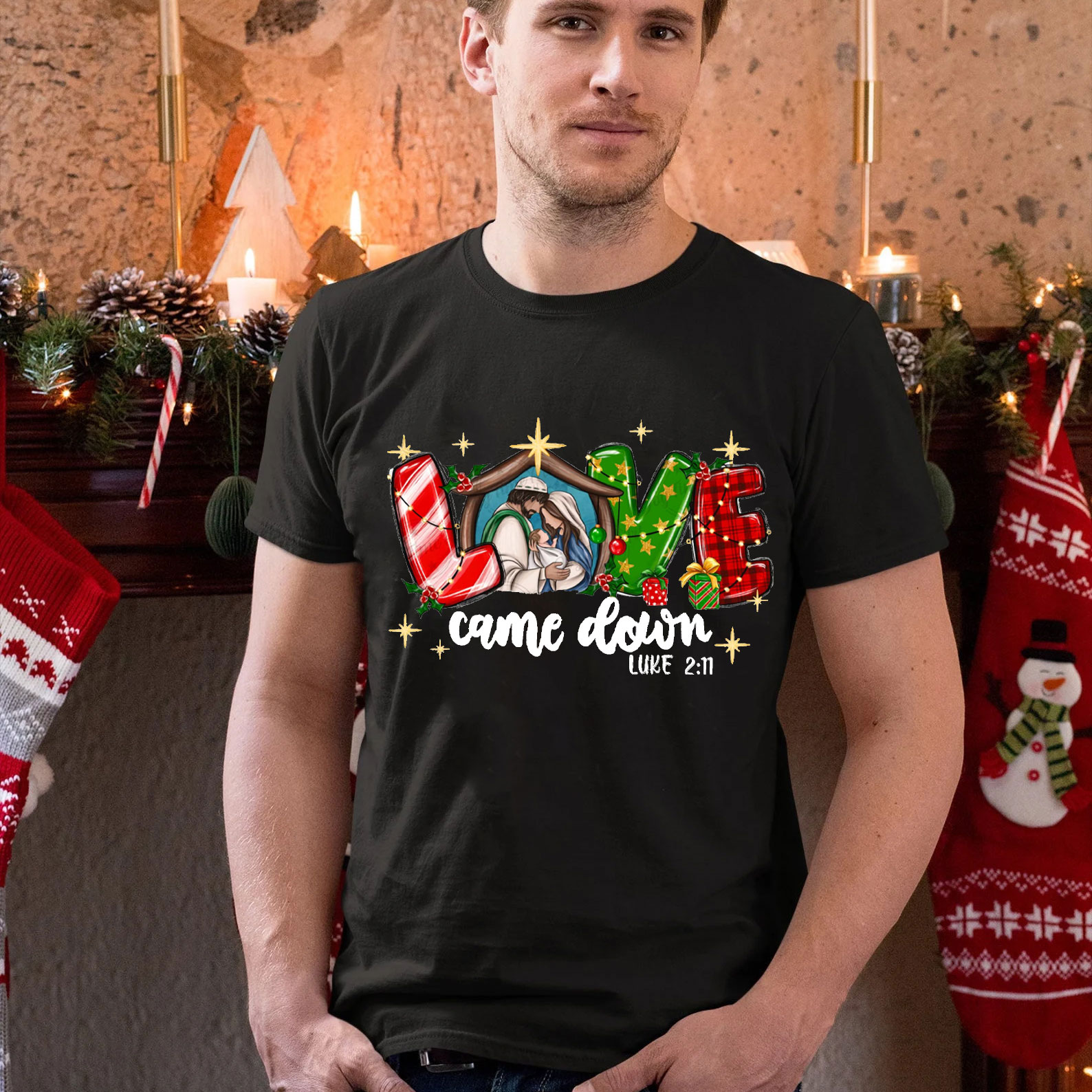 Love Came Down Christian Christmas T-Shirt