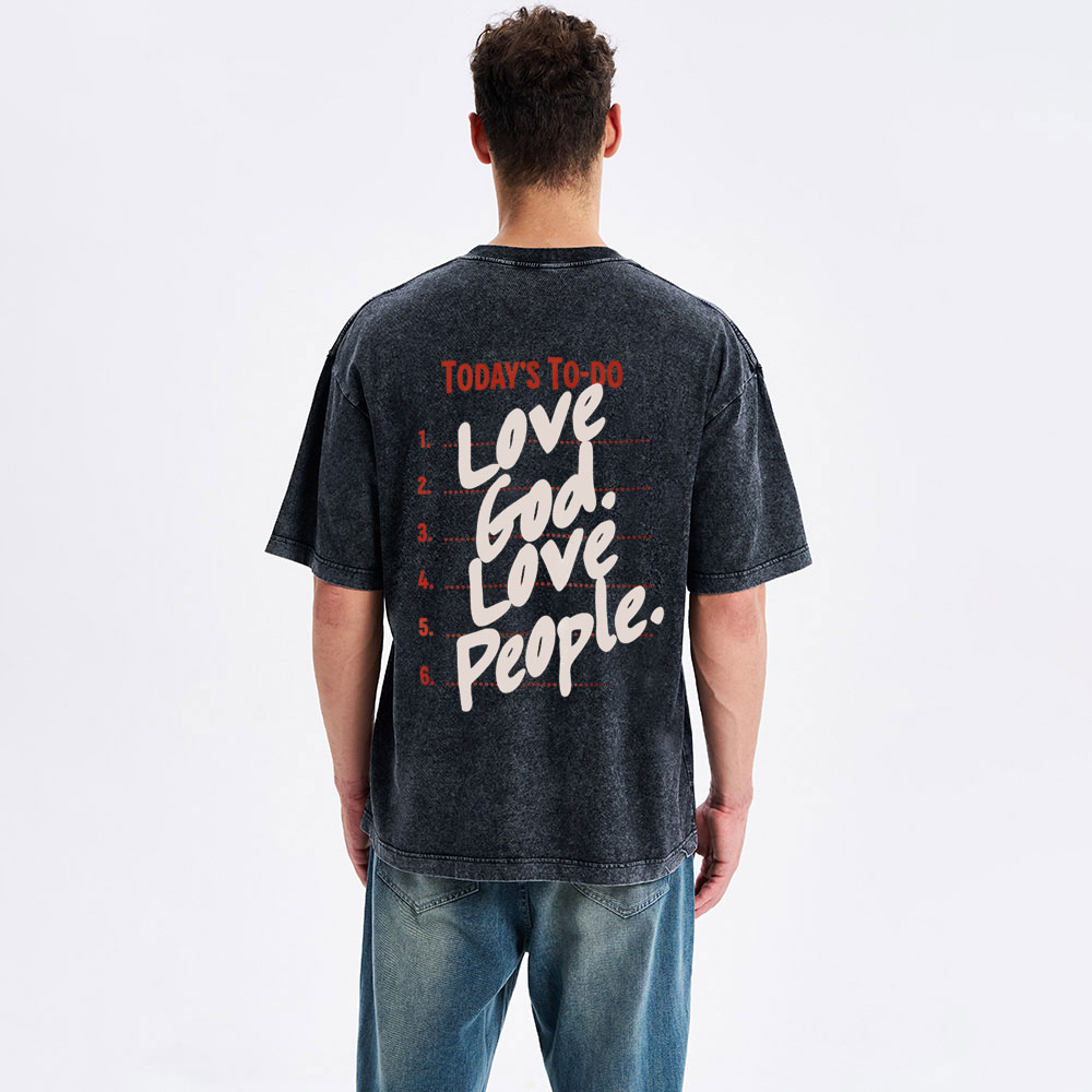 Love God Love People Christian Washed T-Shirt