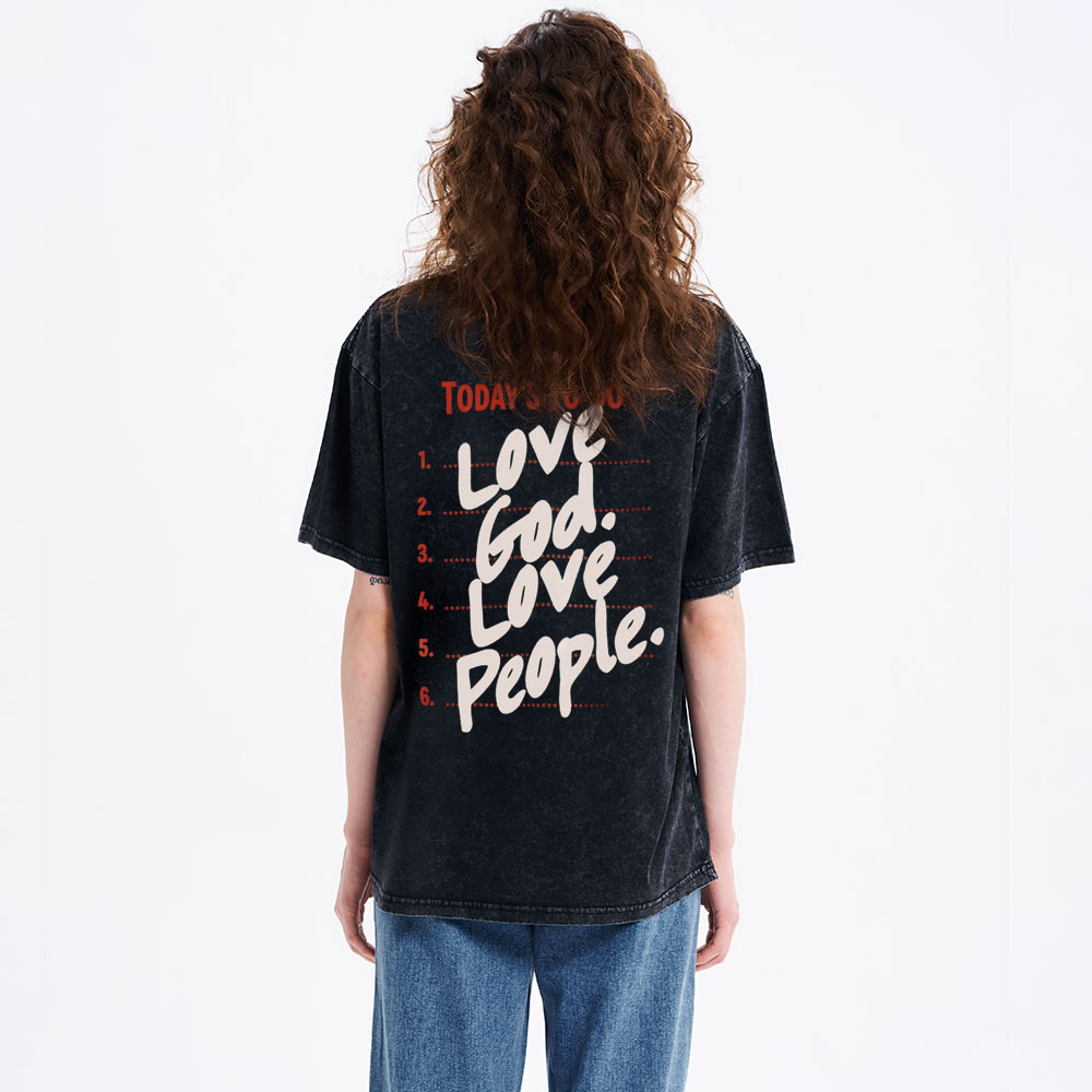 Love God Love People Christian Washed T-Shirt