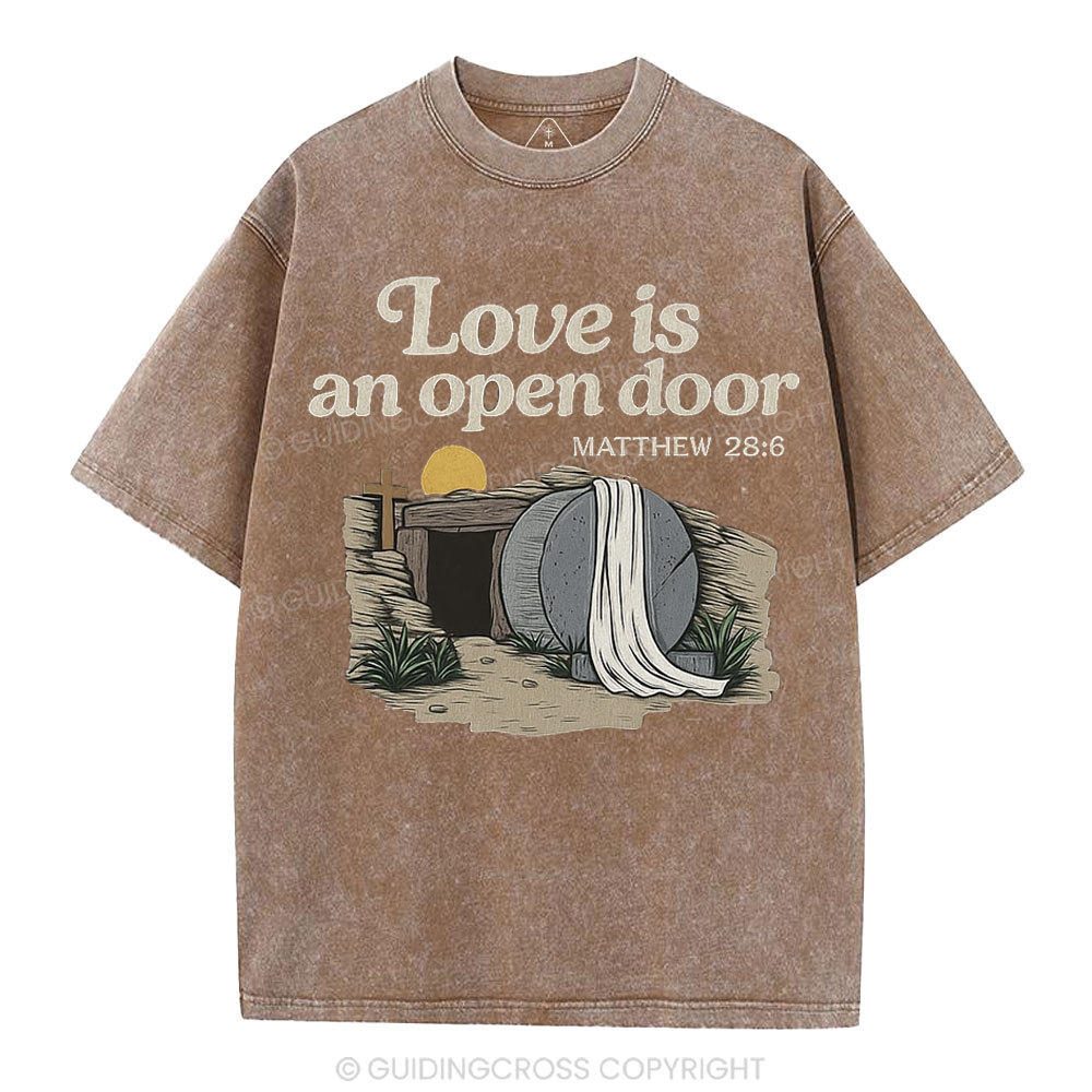 Love Is An Open Door Christian Washed T-Shirt