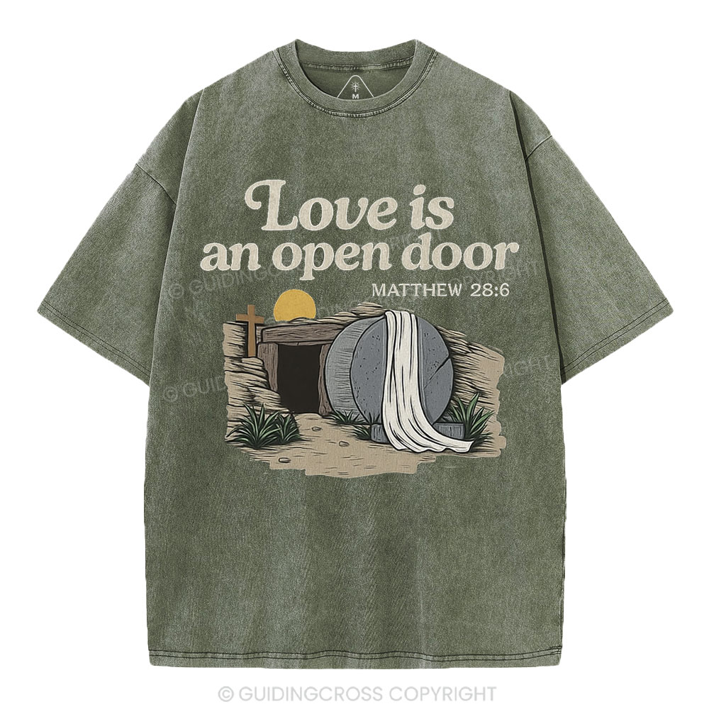 Love Is An Open Door Christian Washed T-Shirt