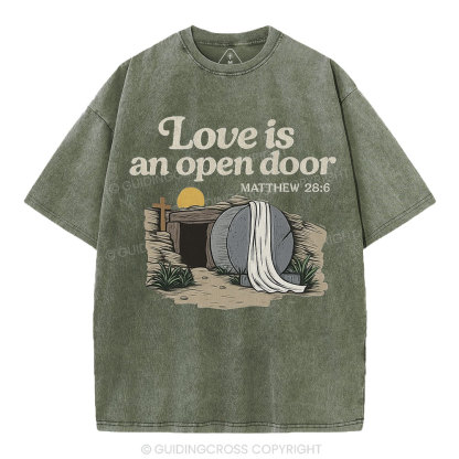 Love Is An Open Door Christian Washed T-Shirt