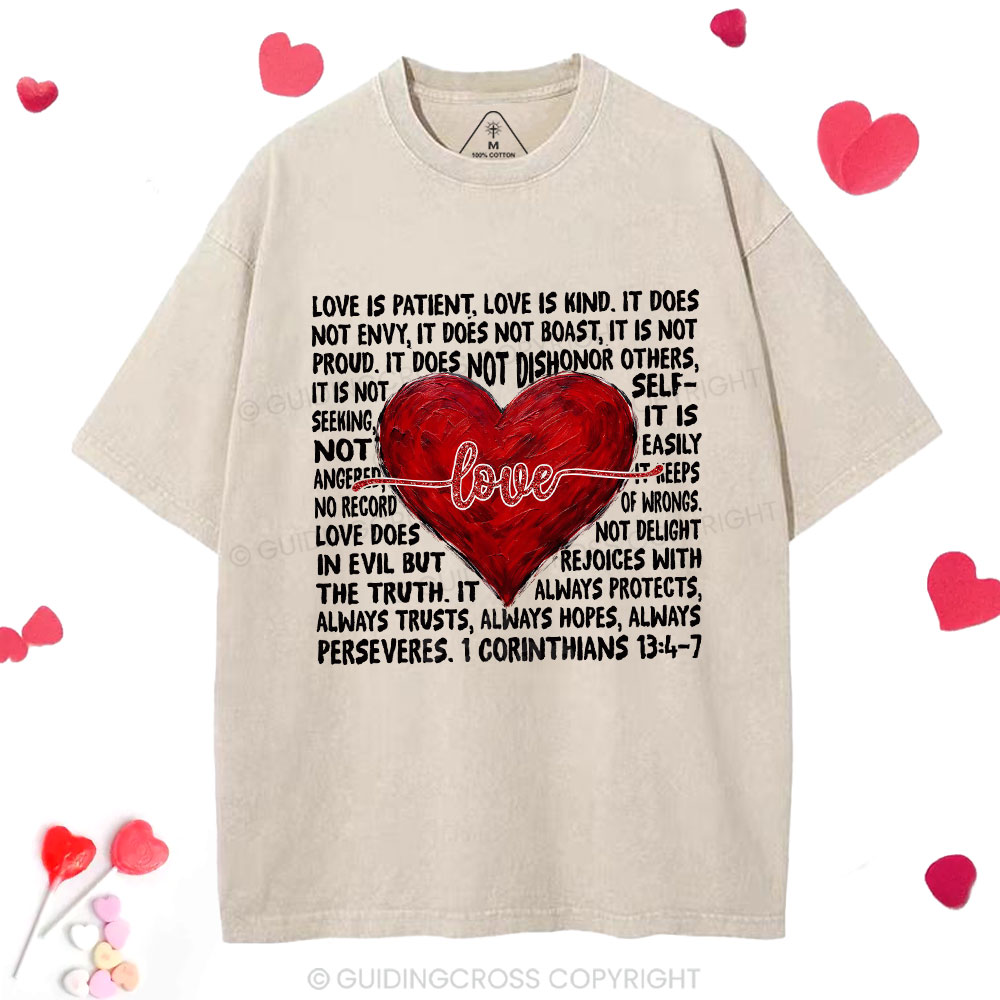 Love Is Patient Christian Washed T-Shirt