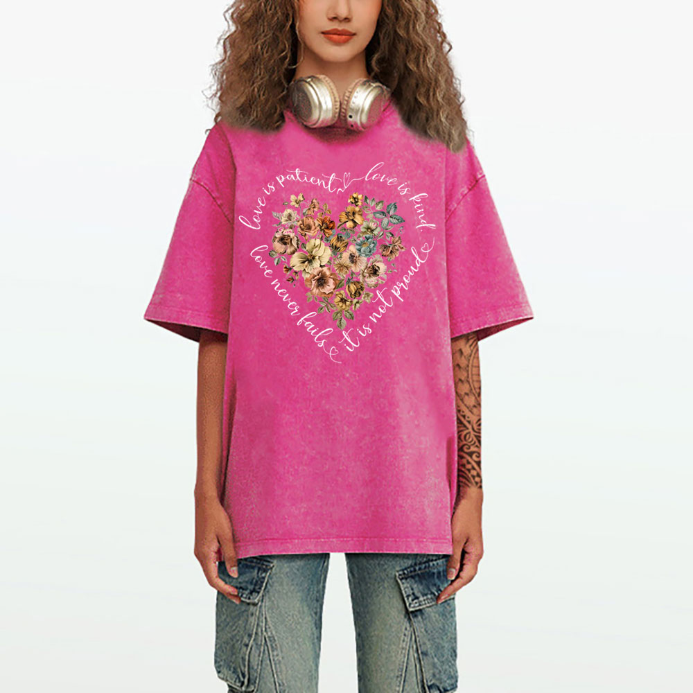 Love Is Patient Christian Washed T-Shirt