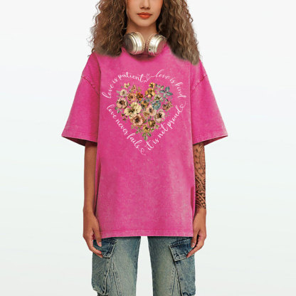 Love Is Patient Christian Washed T-Shirt