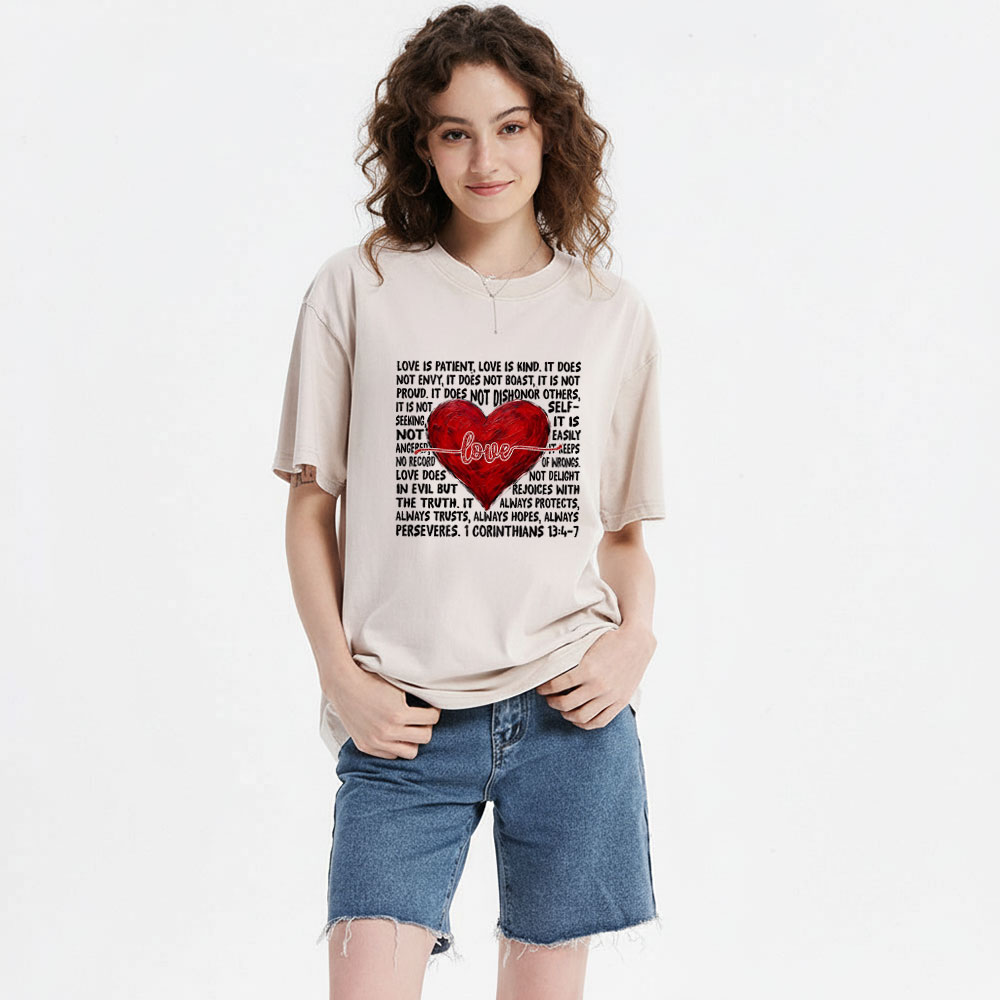 Love Is Patient Christian Washed T-Shirt