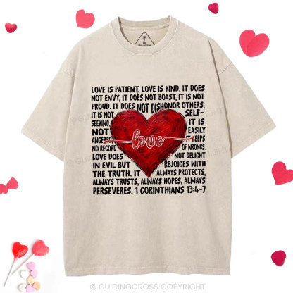 Love Is Patient Christian Washed T-Shirt