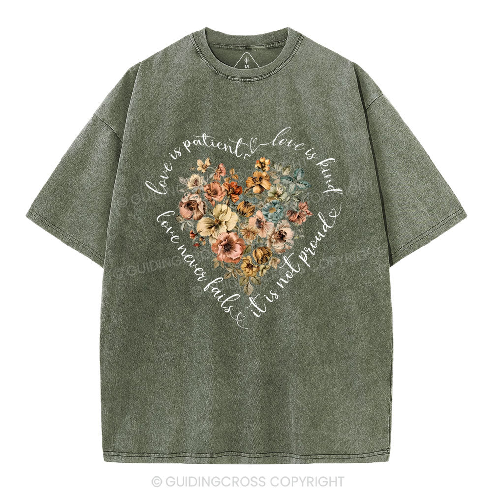 Love Is Patient Christian Washed T-Shirt