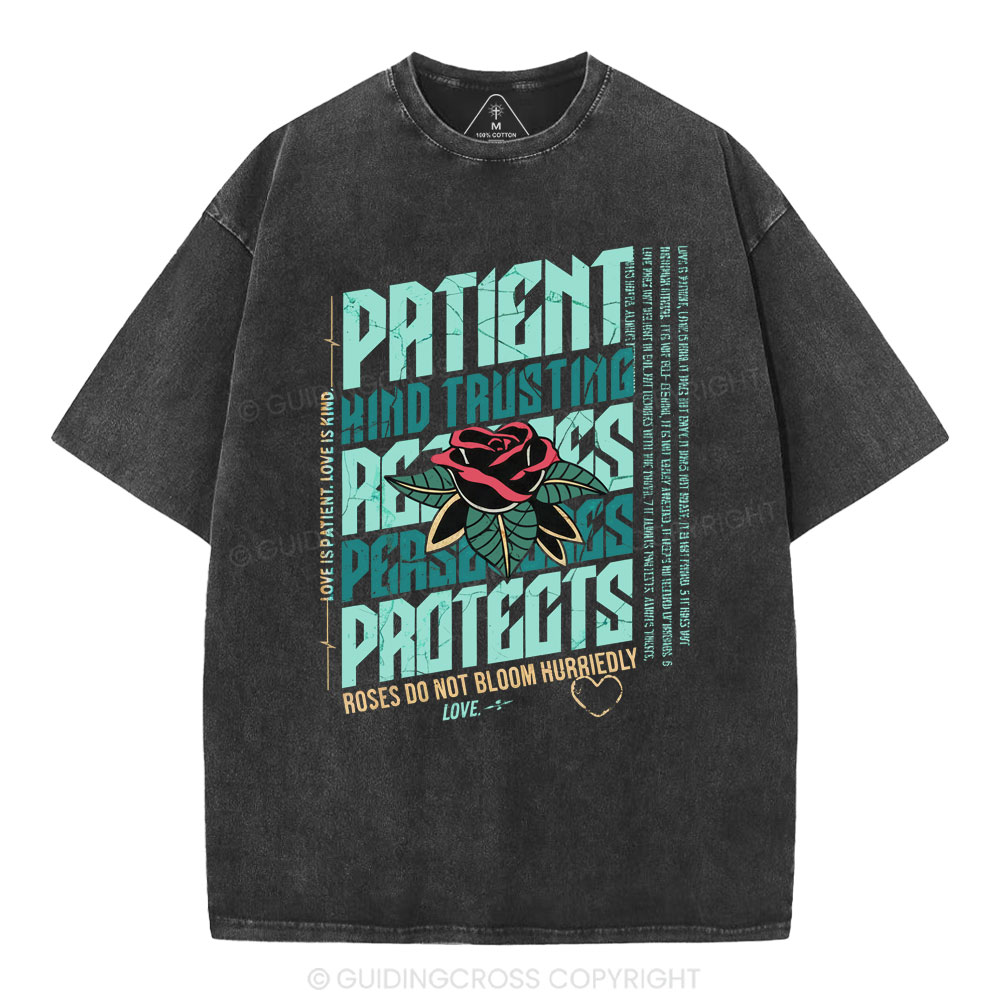 Love Is Patient Christian Washed T-Shirt