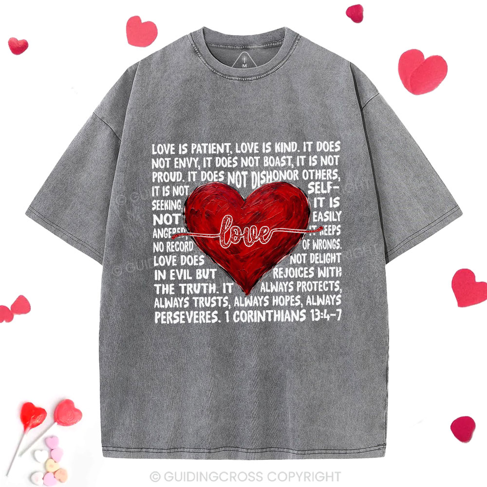 Love Is Patient Christian Washed T-Shirt