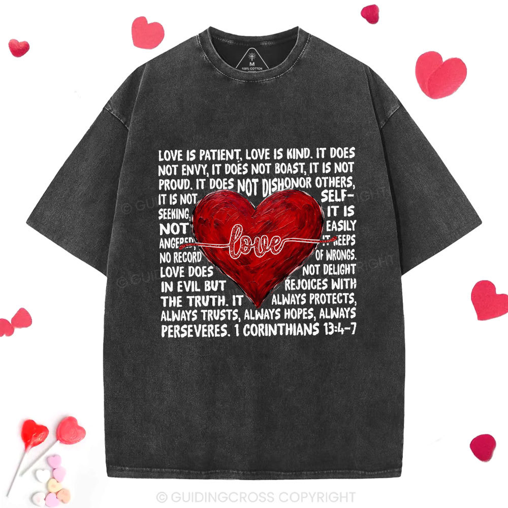 Love Is Patient Christian Washed T-Shirt