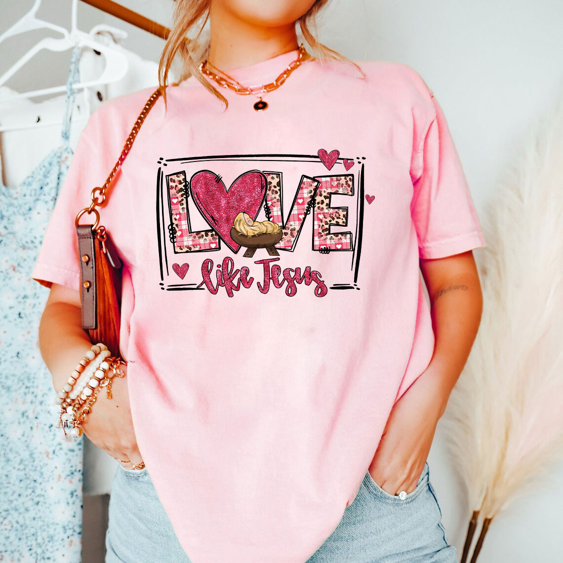 Love Like Jesus Christian Glitter T-Shirt