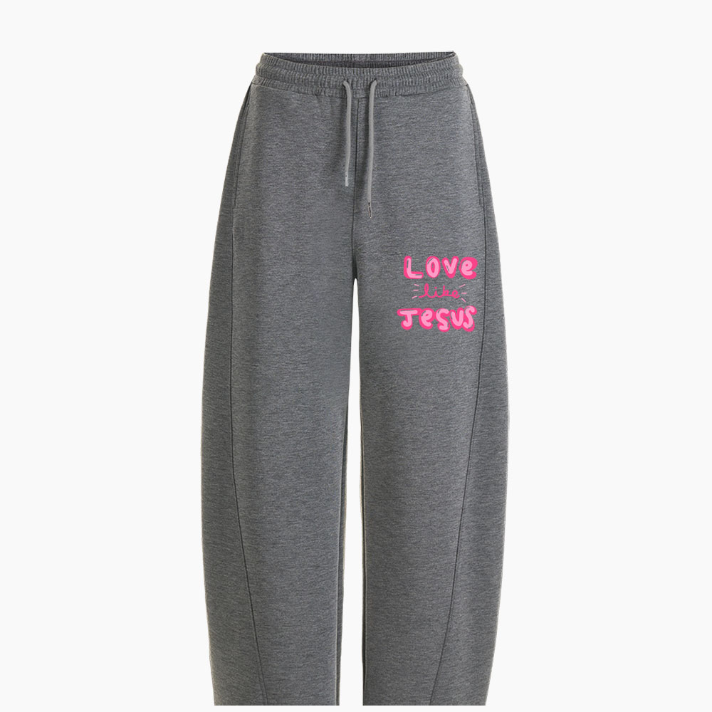 Love Like Jesus Christian Minimalist Knit Barrel Sweatpants