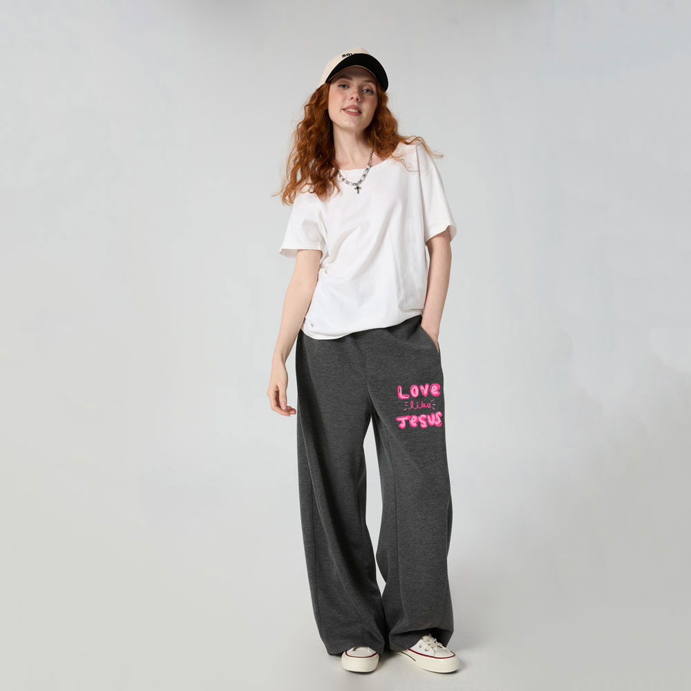 Love Like Jesus Christian Minimalist Knit Barrel Sweatpants