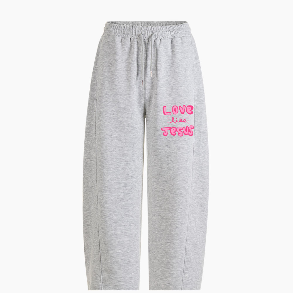 Love Like Jesus Christian Minimalist Knit Barrel Sweatpants