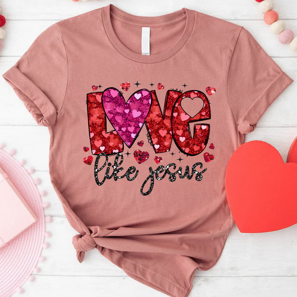 Love Like Jesus Christian Glitter T-Shirt