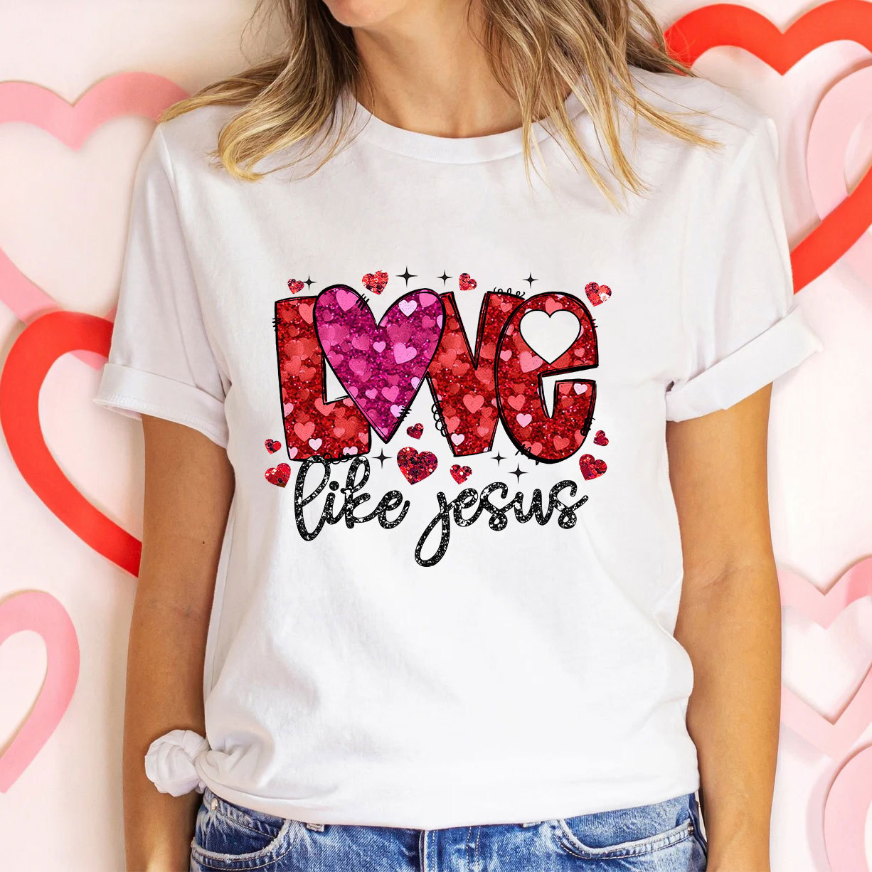 Love Like Jesus Christian Glitter T-Shirt