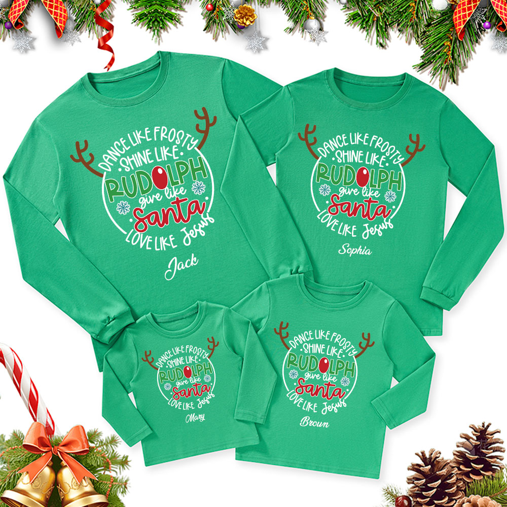 Personalized Love Like Jesus Christmas Family Matching Long Sleeve Shi