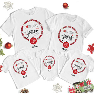 Image of Personalized Love Like Jesus Christmas Family Matching Shirts