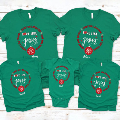 Personalized Love Like Jesus Christmas Family Matching Shirts