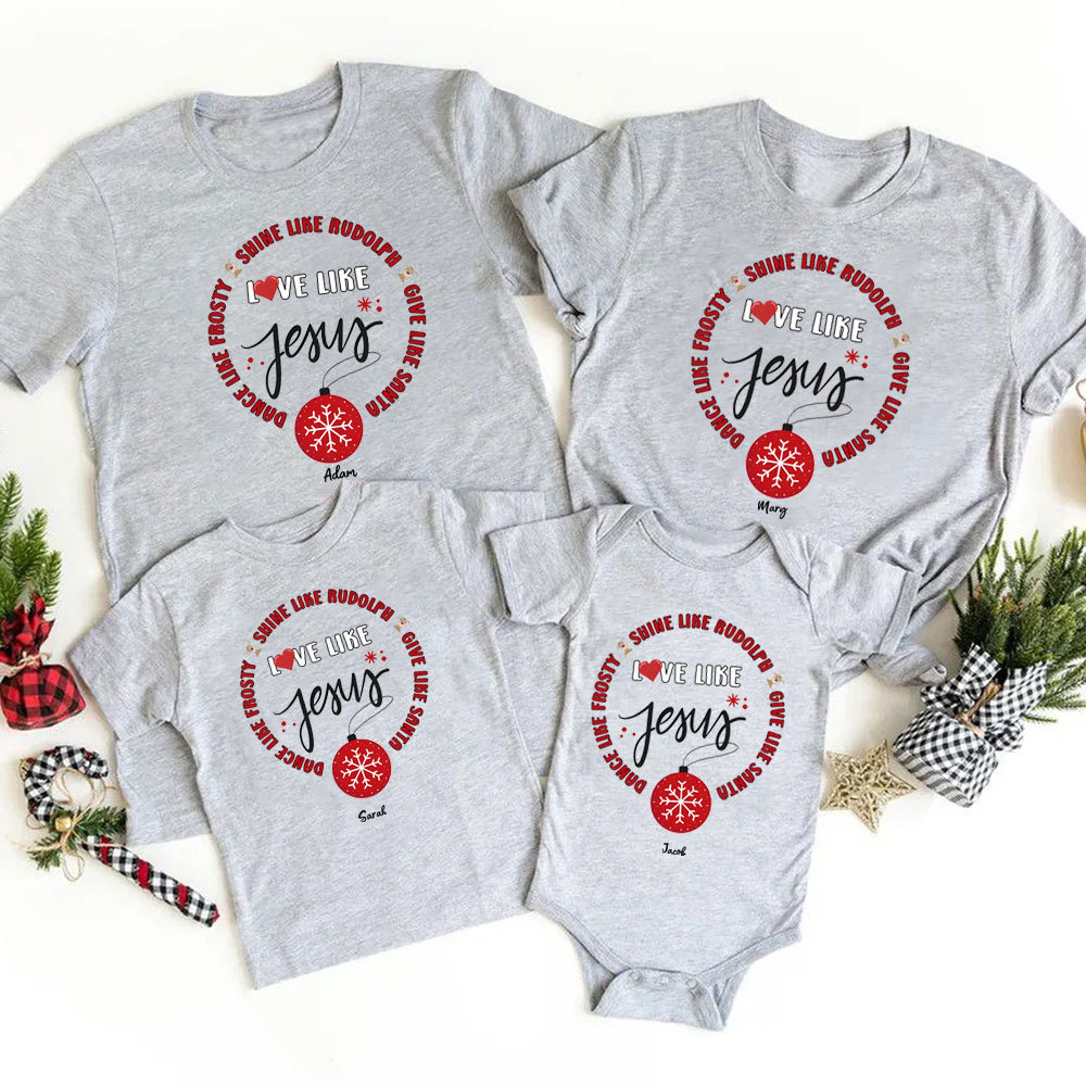 Personalized Love Like Jesus Christmas Family Matching Shirts