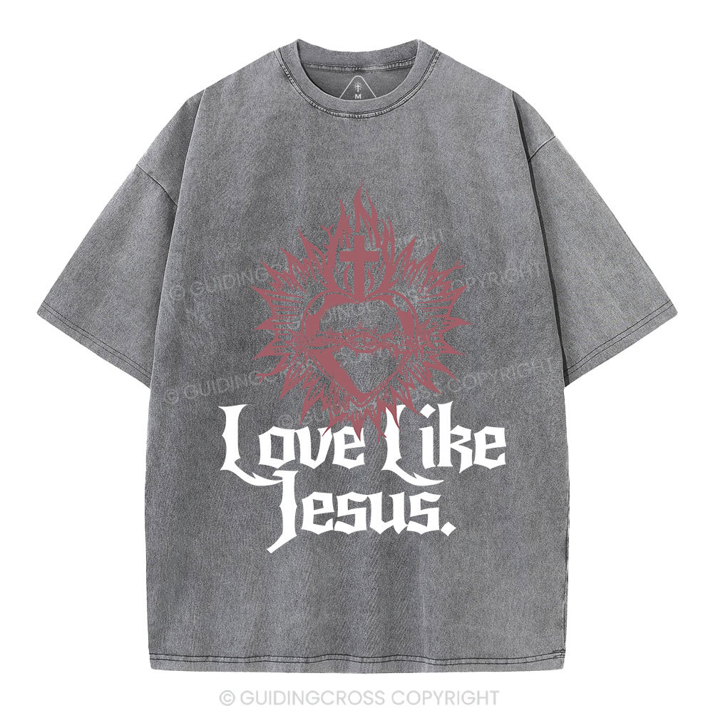 Love Like Jesus Sacred Heart Christian Washed T-Shirt