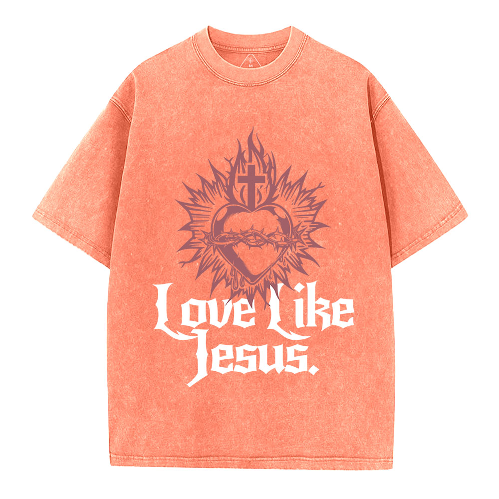 Love Like Jesus Sacred Heart Christian Washed T-Shirt