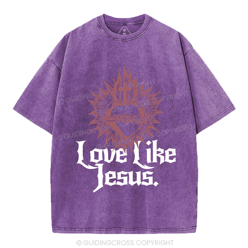 Love Like Jesus Sacred Heart Christian Washed T-Shirt