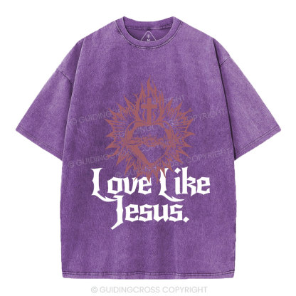 Love Like Jesus Sacred Heart Christian Washed T-Shirt