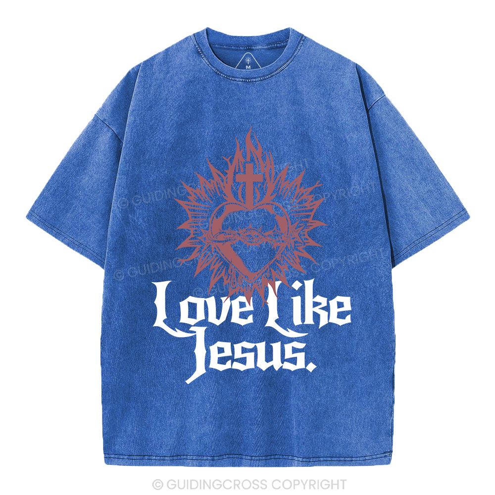 Love Like Jesus Sacred Heart Christian Washed T-Shirt
