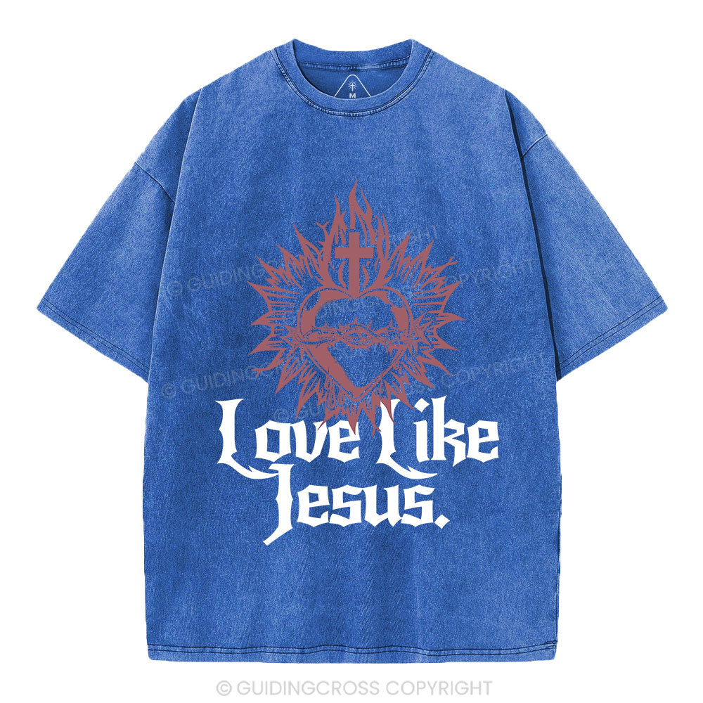 Love Like Jesus Sacred Heart Christian Washed T-Shirt