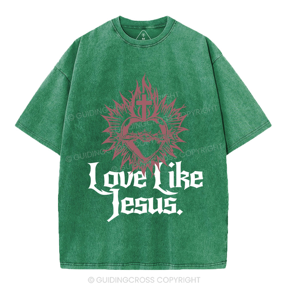 Love Like Jesus Sacred Heart Christian Washed T-Shirt