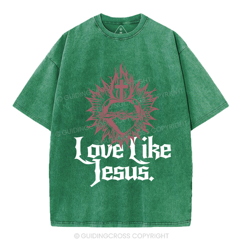 Love Like Jesus Sacred Heart Christian Washed T-Shirt
