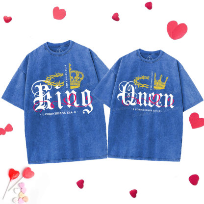 Love Never Fails Christian Couple Washed T-Shirt