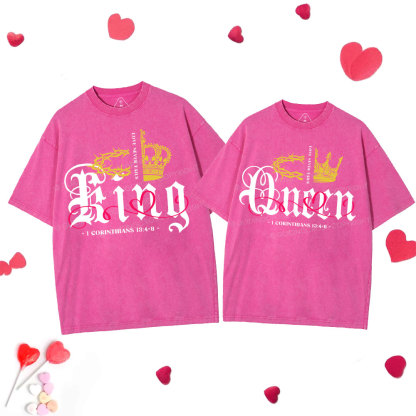 Love Never Fails Christian Couple Washed T-Shirt