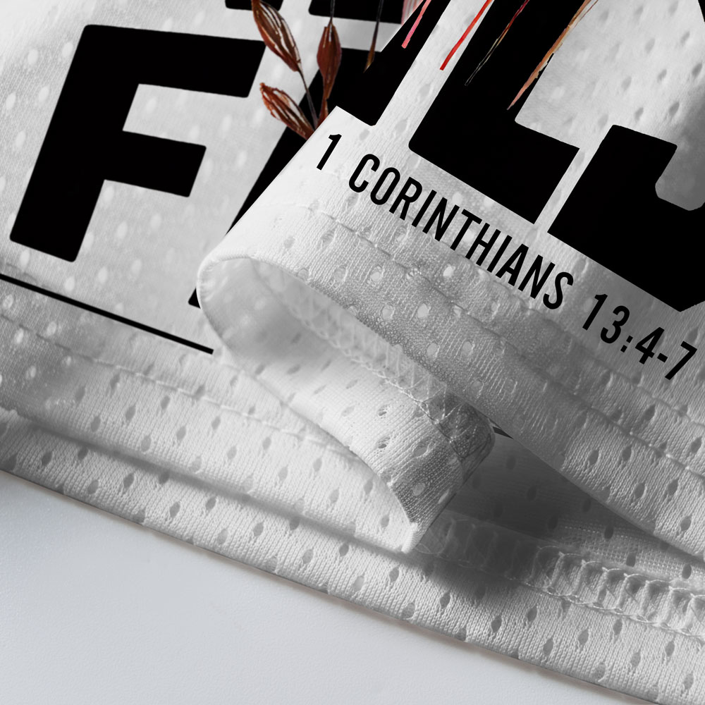 Love Never Fails Christian Mesh Jersey