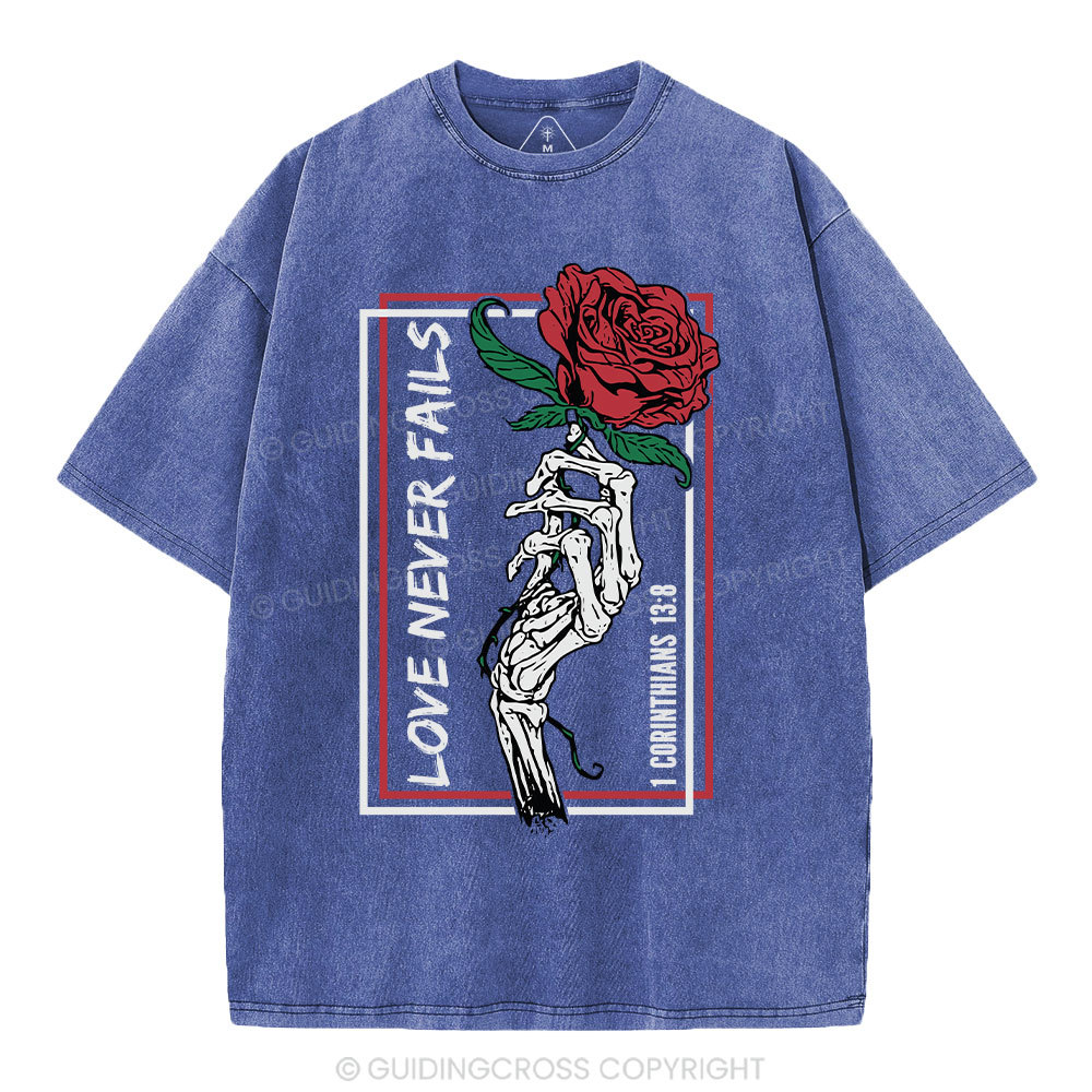 Love Never Fails Christian Washed T-Shirt