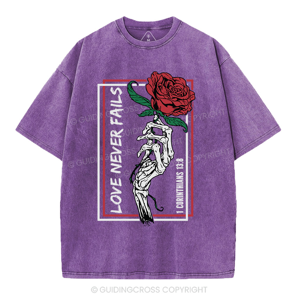 Love Never Fails Christian Washed T-Shirt