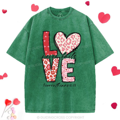 Love Never Fails Christian Washed T-Shirt