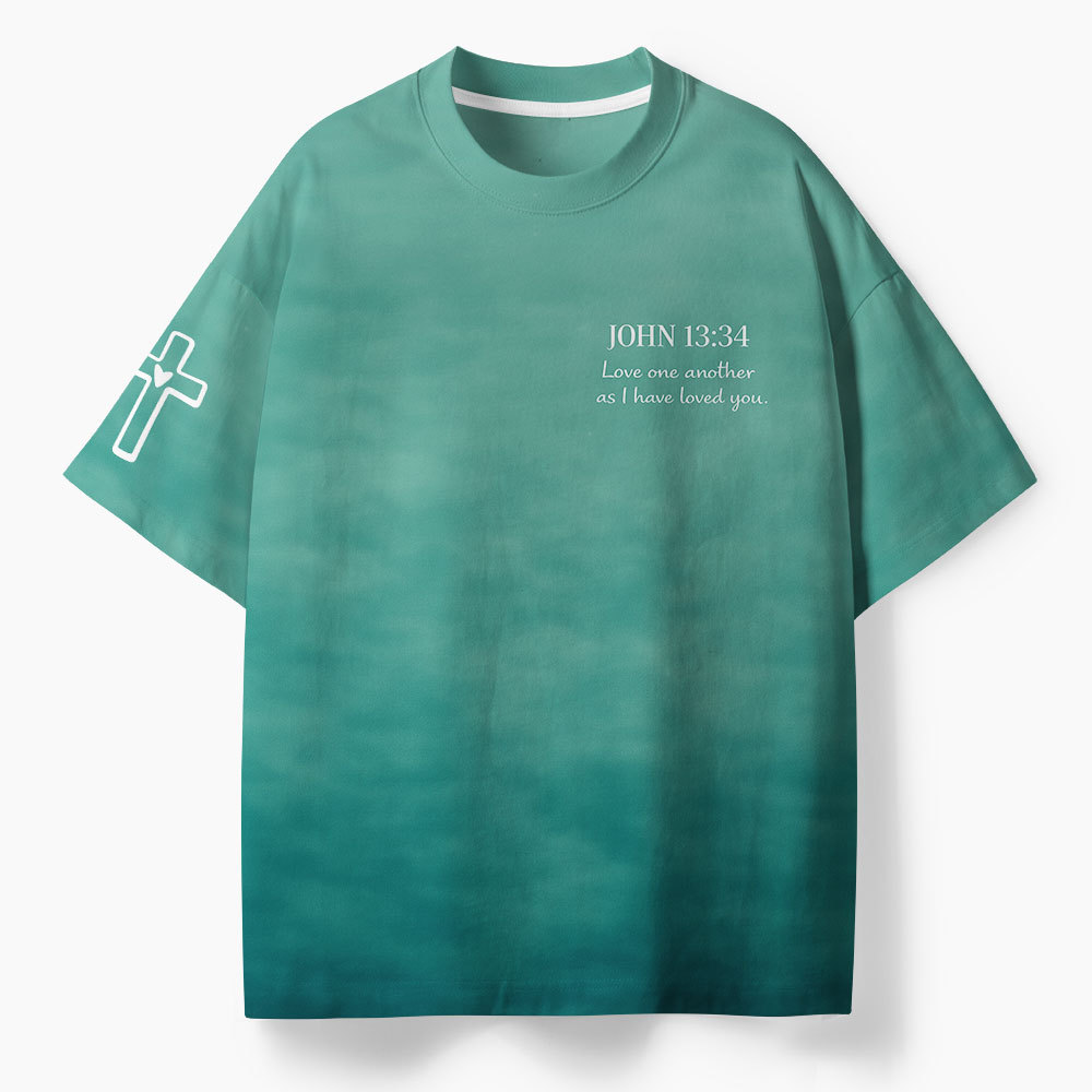 Love One Another As I Have Loved You Oversized All-Over Print Christian T-Shirt