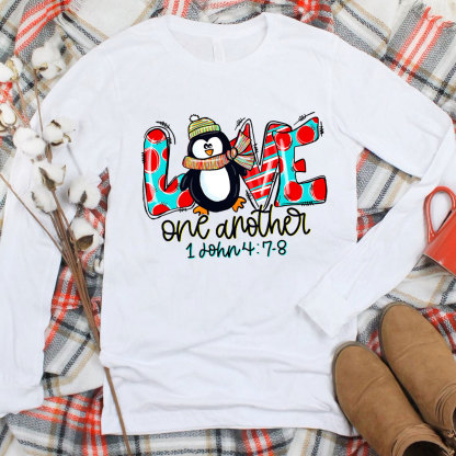 Love One Another Penguin Christian Long Sleeve Tee