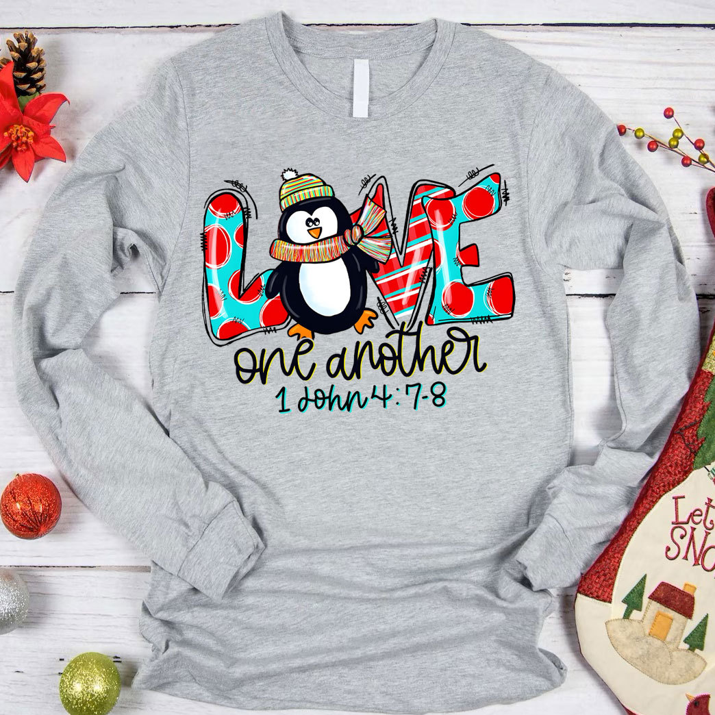 Love One Another Penguin Christian Long Sleeve Tee