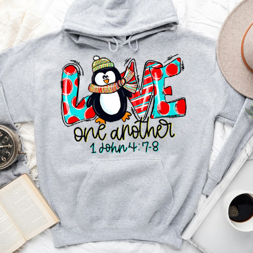 Love One Another Penguin Christmas Hoodie